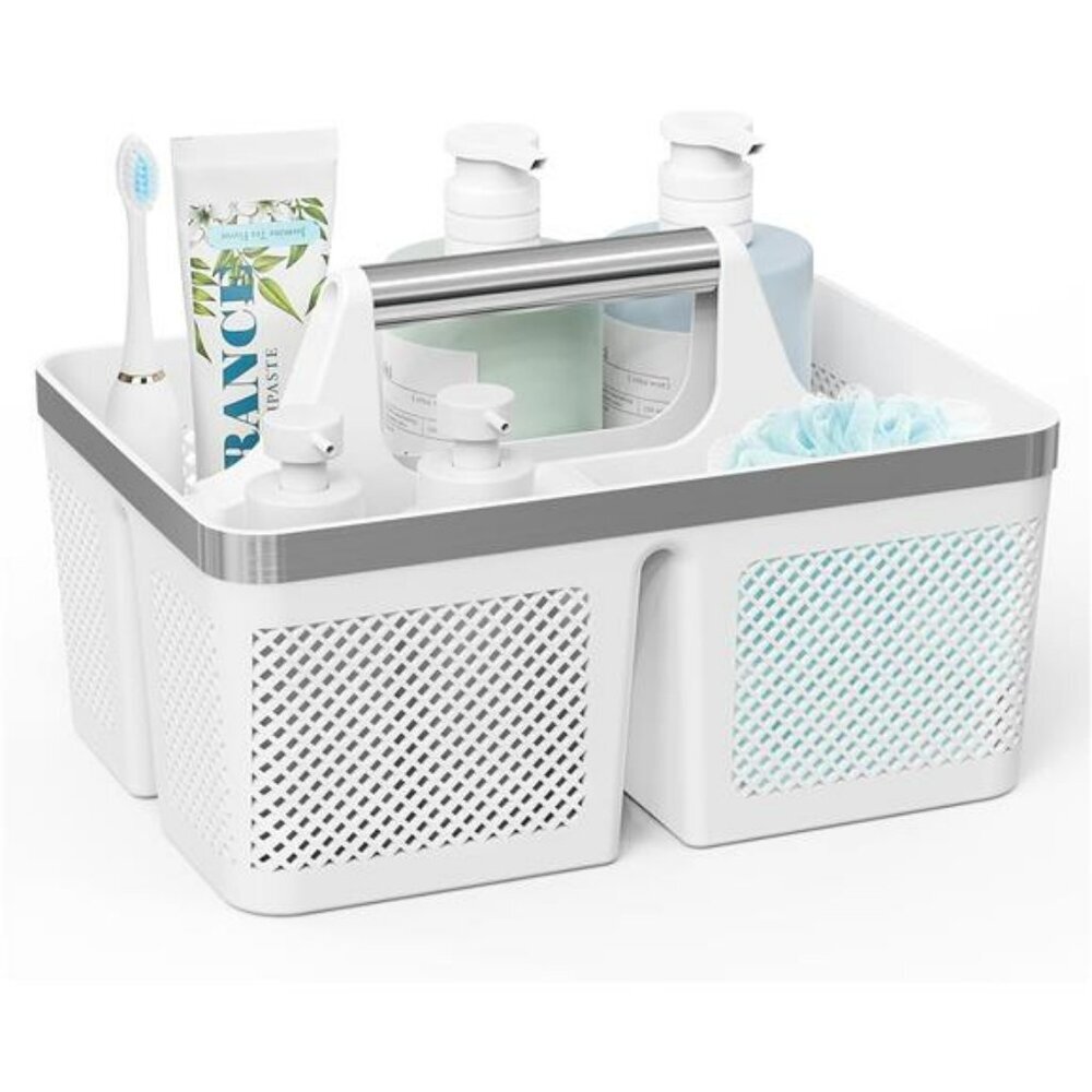 Portable Plastic Shower Caddy Dorm Bathroom Organizer Tote with Handle Storage
